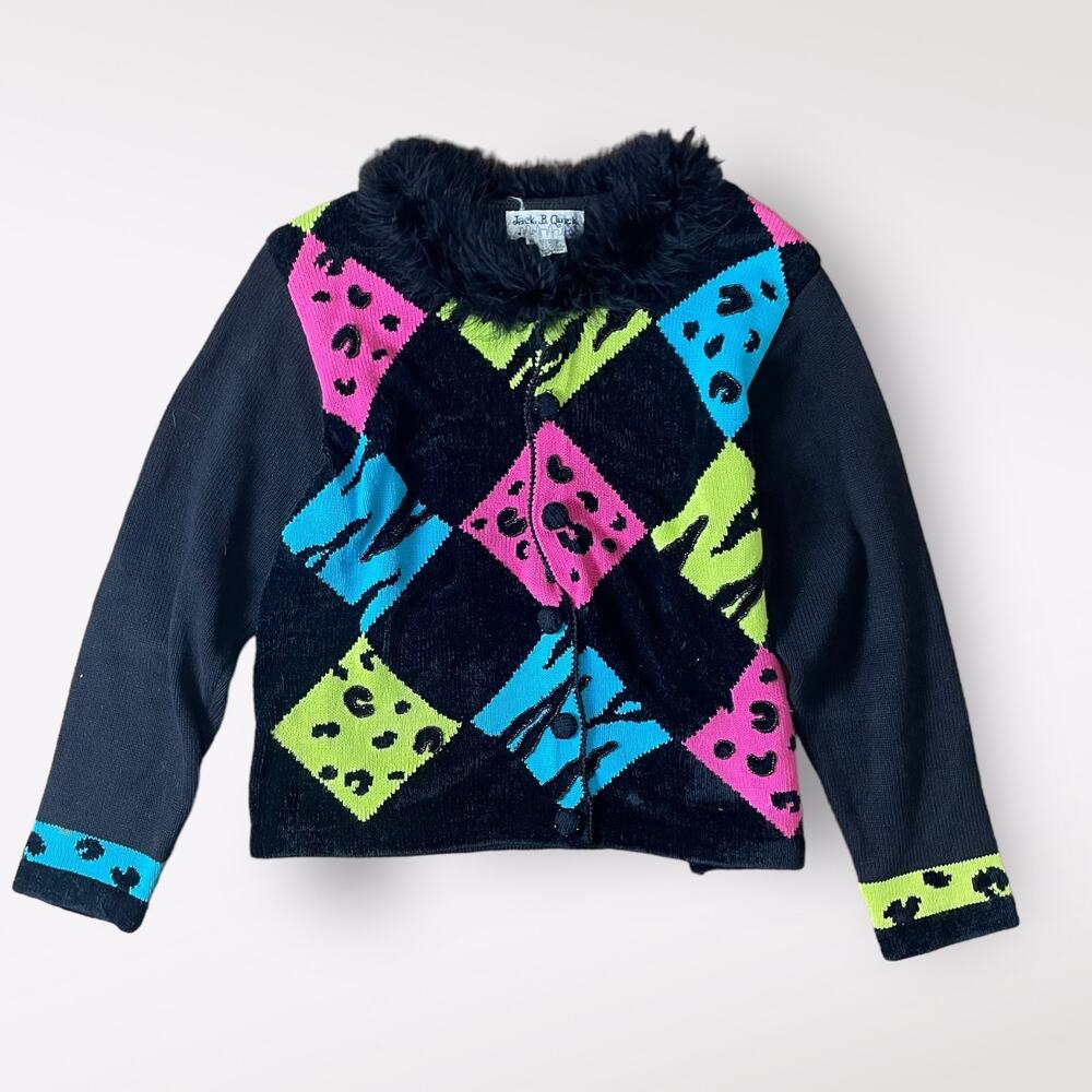 Jack‎ B. Quick Vintage 90’s Beaded Feathered Cardigan Sweater Size XL
